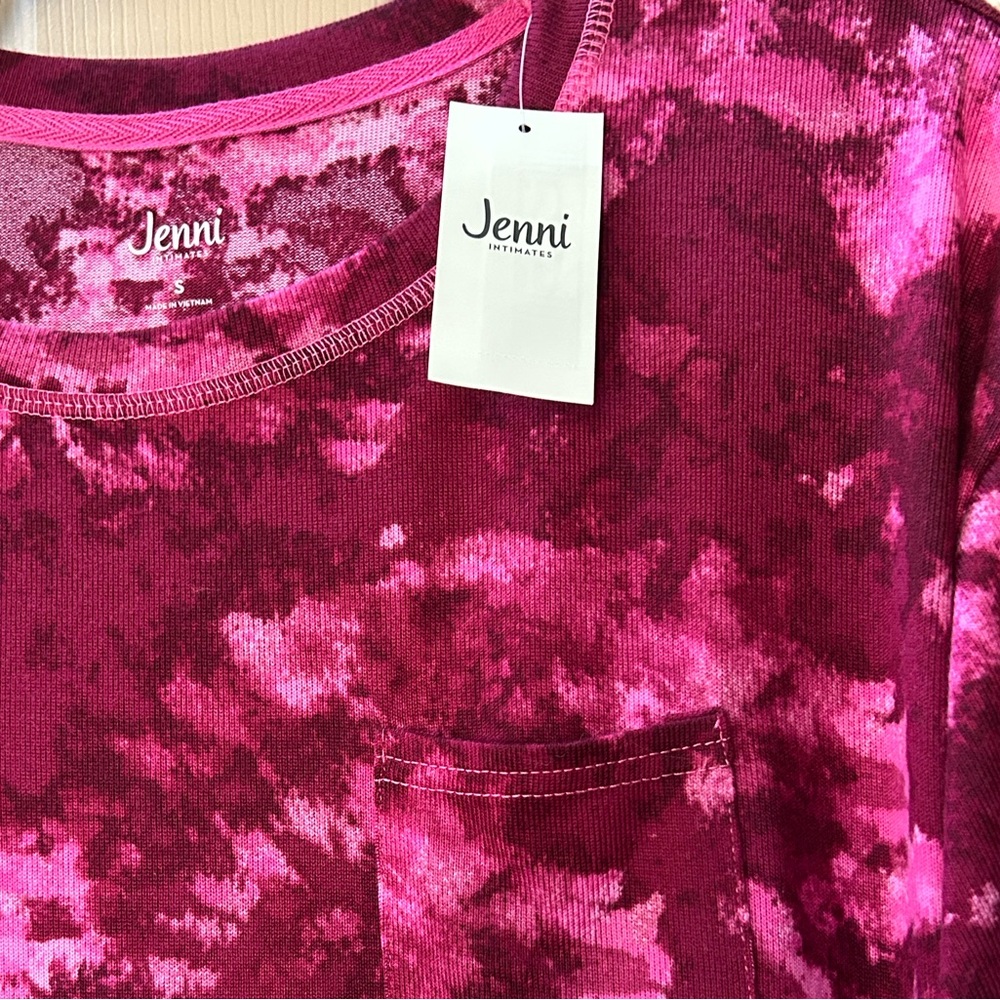 NWT Jenni Pink Camo Tie Dye Top Sleep Shirt Pajama Size S - Picture 8 of 11